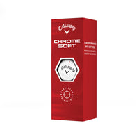 A pack of 3 Callaway Chrome Soft 22 golf balls in white.