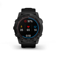 Garmin Fenix 7X Sapphire Solar fitness watch in black.