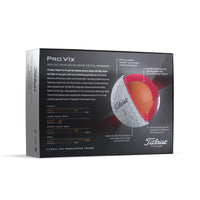Back of the packaging for Titleist Pro V1x 2023 golf balls in white.