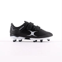 Gilbert Sidestep X15 low cut rugby boots in black.