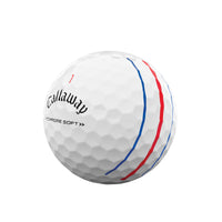 A Callaway Chrome Soft 22 Triple track golf ball in white.
