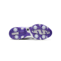 FootJoy Hyperflex Women's golf shoe in white and purple.