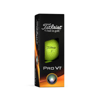 A 3 pack of Titleist Pro v1 2023 golf balls in yellow.