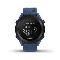 Garmin Approach S12 tidal blue fitness watch.