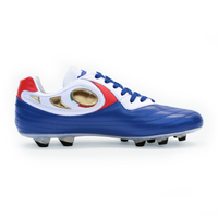 Pantofola D'oro Ascoli Piceno FG / AG Italian leather handcrafted football boots in blue, white, and red