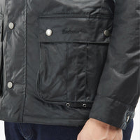 Barbour international tourer duke wax jacket in black.