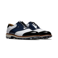 A pair of FootJoy Premiere Series Wilcox golf shoes at an angle.