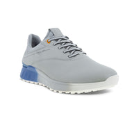 ECCO Golf S-Three GTX golf shoe in concrete grey/blue.